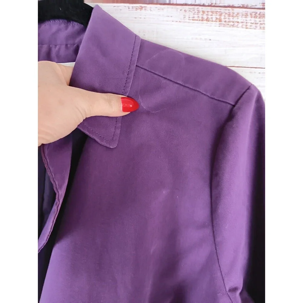 Croft & Barrow Jacket Women’s Large Purple Button Belted Cotton Blend